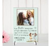 Personalised Bestie Friendship Plaque - Celebrate Your Unbiological Sister with a Customised Plaque | Heartfelt Quote for Best Friend (Green, Mdf Wood A5 21cm x 15cm)