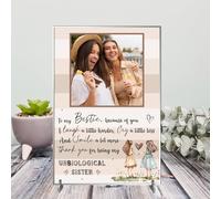 Personalised Bestie Friendship Plaque - Celebrate Your Unbiological Sister with a Customised Plaque | Heartfelt Quote for Best Friend (Beige Stripes, Acrylic A5 21cm x 15cm)