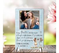 Personalised Bestie Friendship Plaque - Celebrate Your Unbiological Sister with a Customised Plaque | Heartfelt Quote for Best Friend (Blue, Mdf Wood A5 21cm x 15cm)
