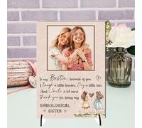 Personalised Bestie Friendship Plaque - Celebrate Your Unbiological Sister with a Customised Plaque | Heartfelt Quote for Best Friend (Blush Pink, Mdf Wood A4 30cm x 21cm)