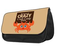 Personalised Beware of Crazy Crab Lady Themed Funny Pencil Case. Make up case, Back to School Gift.