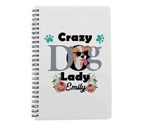 Personalised Beware of Crazy Dog Lady Themed Spiral Bound Journal Notebook A5,Personal Diary, Blank Diary.