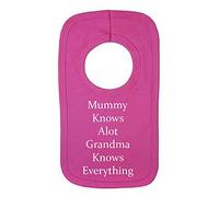 Personalised BIB - Mummy Knows ALOT - (NO Stickers)- Beautifully Embroided (Pink)