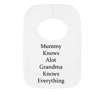 Personalised BIB - Mummy Knows ALOT - (NO Stickers)- Beautifully Embroided (White)