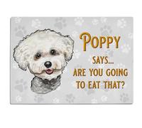 Personalised Bichon Frise Chopping Board Glass Pet Dog Worktop Saver Cutting Kitchen Surface Protector Housewarming Gift DCH03