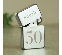 Personalised Big Age Silver Petrol Lighter