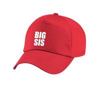 Personalised Big Bro or Big Sis Baseball Cap - Custom Name and Initial Hat for Kids, Adjustable Toddler Gift Bright Red