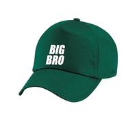 Personalised Big Bro or Big Sis Baseball Cap - Custom Name and Initial Hat for Kids, Adjustable Toddler Gift Bottle Green