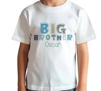 Personalised Big Brother T-Shirt, 100% Cotton, Available from 6m-10yrs, Pregnancy Announcement, Promoted to Big Brother White