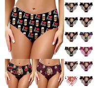 Personalised Bikini Knickers for Women with Photo Face Custom Photo Women Low Rise Stretchy Panties Briefs Ladies Swim Bottoms Thong valentine's day bottoms,S-3XL