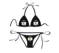 Personalised Bikini Set with Faces Custom Face Swimsuits for Women Two Piece Personalised Bathing Suits with Faces Custom Women's Swimwear Side String Triangle Bikini Sets for Beach Party Holiday
