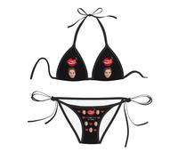 Personalised Bikini Set with Faces Custom Face Swimsuits for Women Two Piece Personalised Bathing Suits with Faces Custom Women's Swimwear Side String Triangle Bikini Sets for Beach Party Holiday