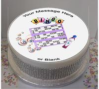 Personalised Bingo Themed 8" Edible Icing Cake Topper (Please Leave Personalisation as Gift Message)