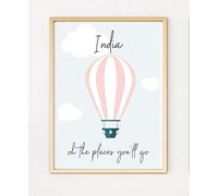 Personalised Birth Baby Hot Air Balloon Nursery Gift Keepsake A4 Poster Print PO459