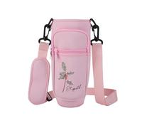 Personalised Birth Flower Name Water Bottle Carrier with Adjustable Strap Pouch Compatible for Stanley Cup 40 oz Tumbler with Handle, Bag For Water Bottle with Phone Pocket for Stanley Cup Accessories