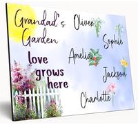 Personalised Birth Month Flower Sign Grandma's Garden Custom A4 Wooden Wall Art Rustic Garden Design Watercolour Custom Plaque for Mums