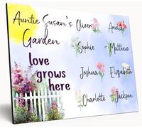 Personalised Birth Month Flower Sign Grandma's Garden Custom A4 Wooden Wall Art Rustic Garden Design Watercolour Custom Plaque for Mums