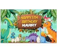 Personalised Birthday Backdrop Background Banner Dinosaur volcano Photo Sign Poster Fabric kids Party Decorations girls boy children