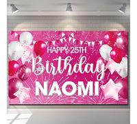 Personalised Birthday Backdrop Background Banner Pink woman girl children kids Sign Poster Fabric Cloth Curtain Party balloon star Decorations 1st 2nd 18th 20th 30th 40th 50th