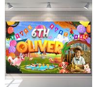 Personalised Birthday Backdrop Background Photo Banner farm land animal balloon Fabric kids girl boy children Party Poster Decorations