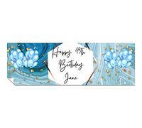 Personalised Birthday Banner - Happy Birthday Banner for Him or Her - HD Printed Blue & Gold 1 x 6ft Large Banner