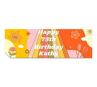 Personalised Birthday Banners - Happy Birthday Banners for Men & Women - HD Printed Banner Decorations for Him or Her - Party Wall Happy Birthday Banner Hippy Retro 1 x 6ft Large Banner