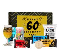 Personalised Birthday Beer Gift Set with Personalised Wooden Gift Box, Beer Glass & Snacks (Alcohol Free Collection (Brewdog Punk AF & Beavertown Lazer Crush 330ml))