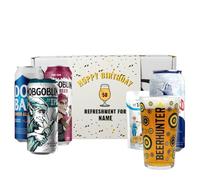 Personalised Birthday British Real Ale Gift Set Box with Glass - (4 x 440ml Cans) - Premium Selection, Gifts for Him, for Her, Christmas, Birthday's, Father's Day