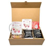Personalised Birthday Butterfly Design Mug and Coaster Gift Set with Biscuits, Tea, and Sweets in Kraft Magnetic Box for 60th 70th 80th (Breakfast Tea Bags)