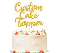 Personalised Birthday Cake Topper Customized Any Word Name Age Party Cake Decoration Double Sided Glitter Card 1st 10th 16th 18th 20th 21st 30th 40th 50th 60th 70th 80th Gold