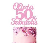 Personalised Birthday Cake Topper | Customized with Any Name Age Cake Decoration 16th 18th 21st 30th 40th 60th | Double Sided Glitter Card (Baby Pink)