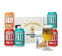 Personalised Birthday Camden British Craft Beer Gift Set Box with Glass - IPA, Pale Ale, Lager (5 x 330ml Cans)