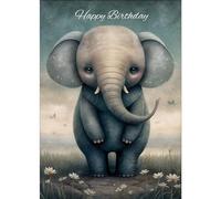 Personalised Birthday Card - Baby Elephant - Large A5 - Your Custom Message Printed On The Inside