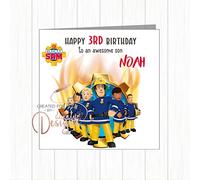 Personalised Birthday Card Fireman Sam Firemen Any Name Any Age Grandson Son Godson Friend Little Boy Daughter
