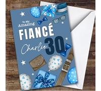 Personalised Birthday Card For Fiance 30th Blue Balloons Presents | Personalised Birthday Card For Fiance, Him, 30th, Milestone Birthdays
