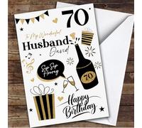 Personalised Birthday Card For Husband 70th Black Gold Presents | Personalised Birthday Card For Husband, Him, 70th, Milestone Birthdays