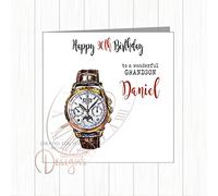 Personalised Birthday Card For Male - Designer Watch - Any Age Name Relation - Son, Grandson, Godson, Nephew, Cousin, Brother, Friend, Dad