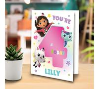 Personalised Birthday Card Gabby's Dollhouse Age 4 Birthday Card Customise Any Name/Relation On The Cover Dimensions: 210 x 148 MM