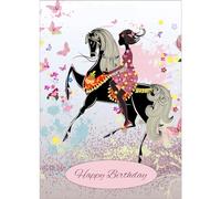 Personalised Birthday Card - Girl And Horse - Large A5 - Your Custom Message Printed On The Inside