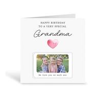 Personalised Birthday Card & Metal Keepsake Gift | Grandma Happy Birthday Greeting Card | Custom Printed with Photo & Message