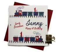 Personalised Birthday Card | Trains | Handmade Luxury Card | Customise With Any Relation, Name, Year & Date | Envelope Included | Blank Inside | Made in UK | Keepsake Card