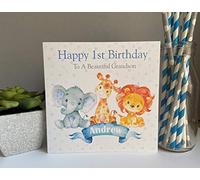 Personalised Birthday Card Watercolour Jungle Animals Son Grandson Nephew Godson 1st 2nd 3rd