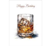 Personalised Birthday Card - Whiskey On The Rocks - Large A5 - Your Custom Message Printed On The Inside