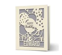 Personalised Birthday Cards for Women Men Happy Birthday Card for Sister Mum Dad Daughter Son Husband Custom Gift Greeting Cards at 13th 18th 21st 30th 50th with Any Name Age(Grey)