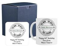 Personalised Birthday Ceramic Mug and Coaster Gift Set, The Man The Myth The Legend Design with Optional Gift Box for 40th 50th 60th 70th Birthday (Cardboard Gift Box)