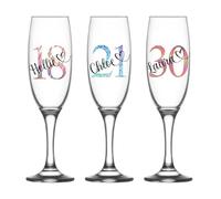 Personalised Birthday Champagne Flute Prosecco Glass Gifts for Her Girl Women Bestie Wine Glass 18th 21st 30th 40th 50th 60th 70th 80th Any Age Party Present Keepsake Milestone Idea