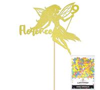 Personalised Birthday Fairy Glitter Cake Topper- Champagne Any Custom Age & Name Glitter Cake Decoration and Sprinkles - Happy Birthday Decorations - Personalised Toppers for Cakes by Cakeshop