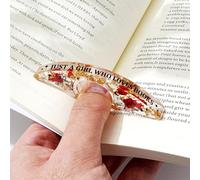 Personalised Birthday Flower Resin Bookmark, Thumb Ring Bookmark for Christmas Birthday Gifts, Custom Flower Handmade Thumb Ring Reading Accessories (June, JUST A Girl WHO Loves Books)