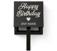 Personalised Birthday Gift Box for Jewellery - Custom Name or Number Engraved Necklace Box, Floating Display Case, Luxury Gift for Her, Women, Girls (Happy Birthday Heart Any Name)