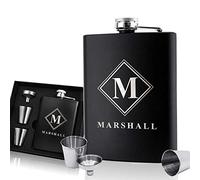 Personalised Birthday Gift for Him Laser Engraved 6oz Hip Flask for Men Stainless Steel Flask Set for Birthday Anniversary Fathers Day Wedding with Gift Box (Design 02)